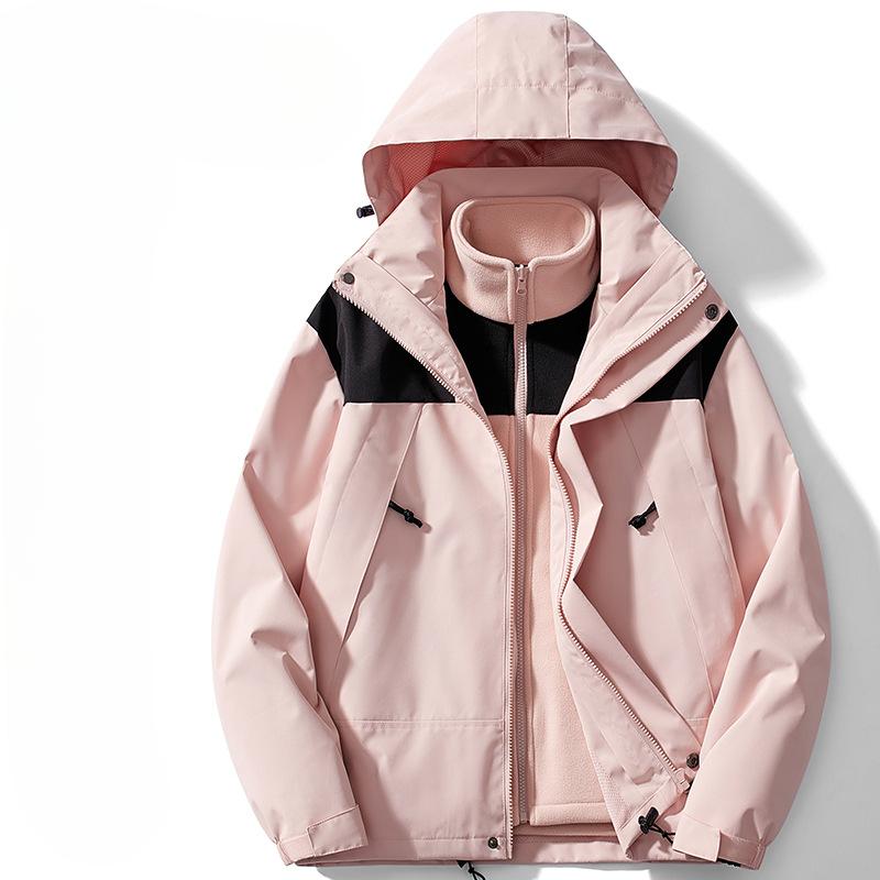 Farblich passende Outdoor-Sport-Drei-in-Eins-Jacke Winddicht und warm Bergsteigeranzug Winter-Modejacke