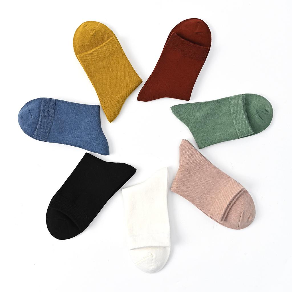 Damen Herbst- und Winter Einfarbig 5A Antibakteriell Anti-Geruch Mittelhohe Frottee-Baumwollsocken