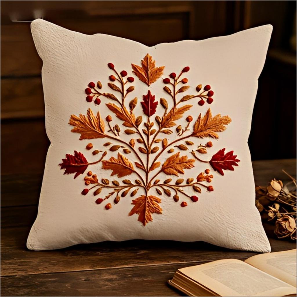Ahornblatt Florale Kissenhülle Rustikal Herbst Beeren Botanisch Dekorative Kissenhülle für Sofa Heimdeko