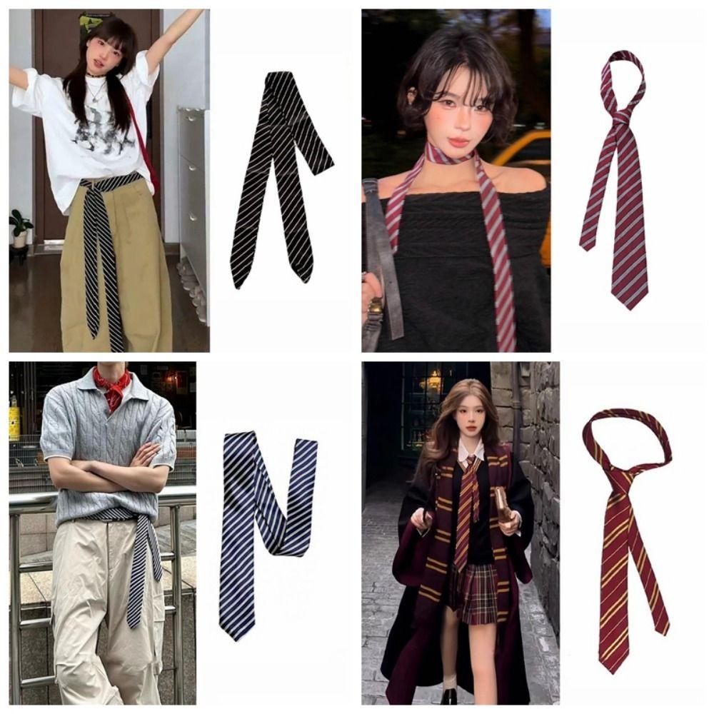 Polyester Krawatte Schal Lang Dünn Gestreifte Krawatte Trendiger Gestreifter Taillengürtel Damen Herren