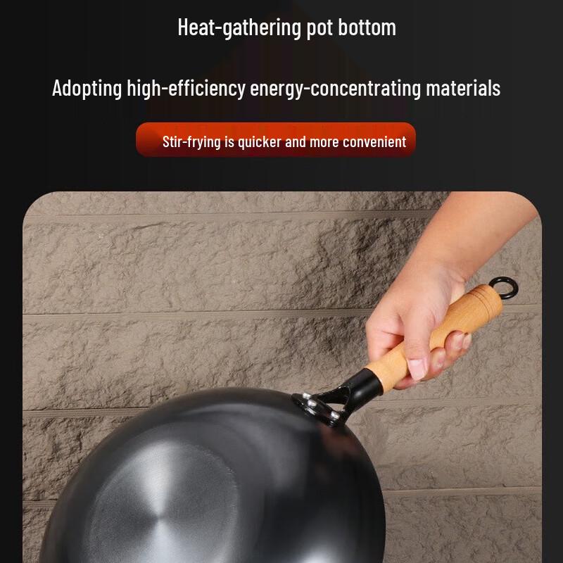 Jixingren Pre-Seasoned Flat Bottom Iron Wok