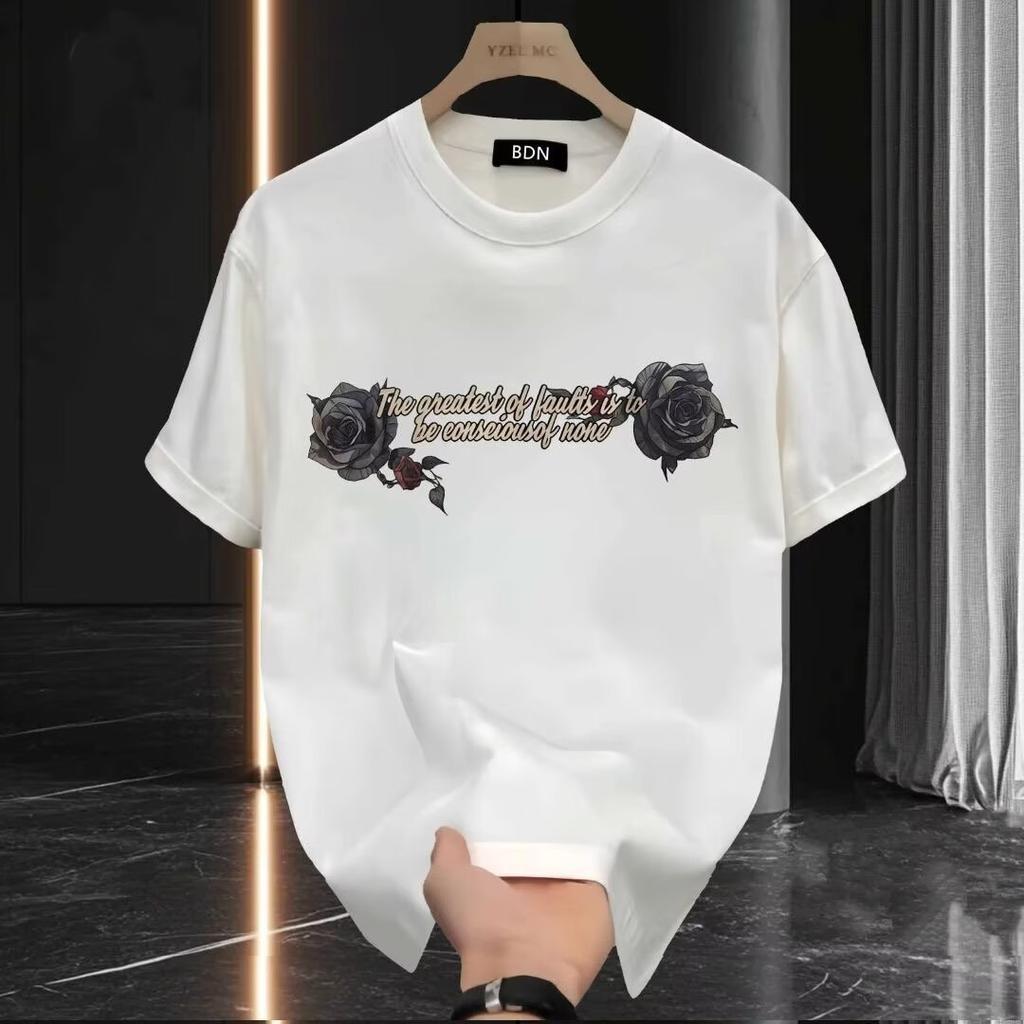 Trendy Brand Short-Sleeved Cotton Top Men'S Printed T-Shirt Trendy Men'S And Women'S Versatile Crew Neck T-Shirt Men'S