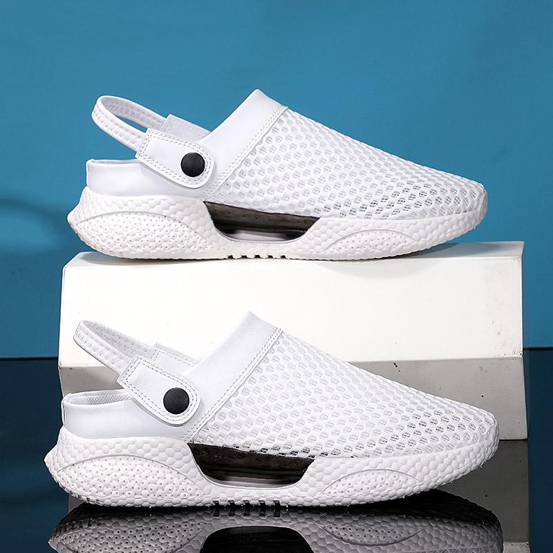 

Men s Large Size 45 Slip-On Sandals Half Slippers Student Clog Head Cover Beach Shoes Cold Adhesive Sandals Hollow-out Summer 39 белый