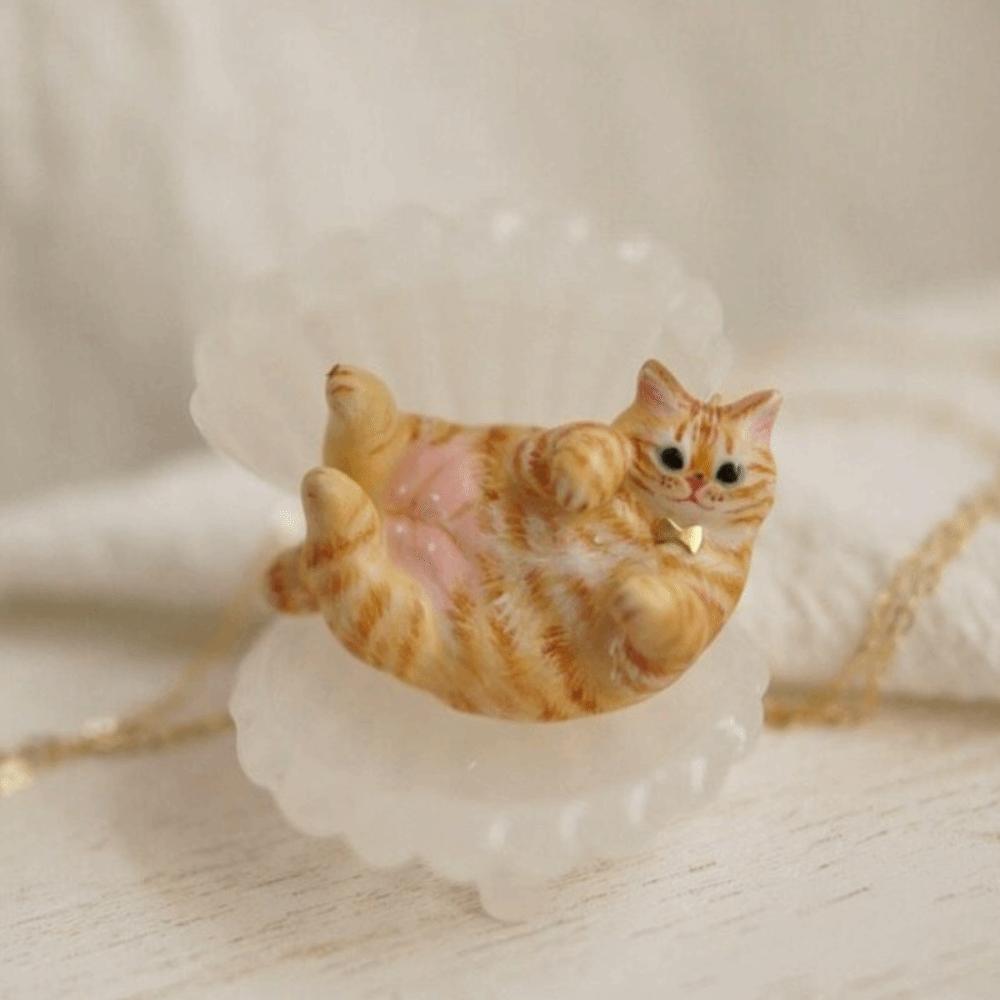 

Copper Animal Necklace Cat Gold Plated Necklace Cute Cat Pendant Necklace Jewelry Ginger Cat