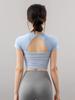 New Fitness Yoga Top with Chest Pads, Short Sleeves, Beautiful Back Design, Breathable, Quick-Dry, Slimming, Suitable for Pilates and Running, Autumn