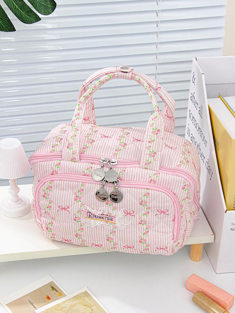 Women's Floral Makeup Bag New Arrival Travel Toiletry Cosmetic Pouch Large Capacity Portable Hand Carry Organizer Case