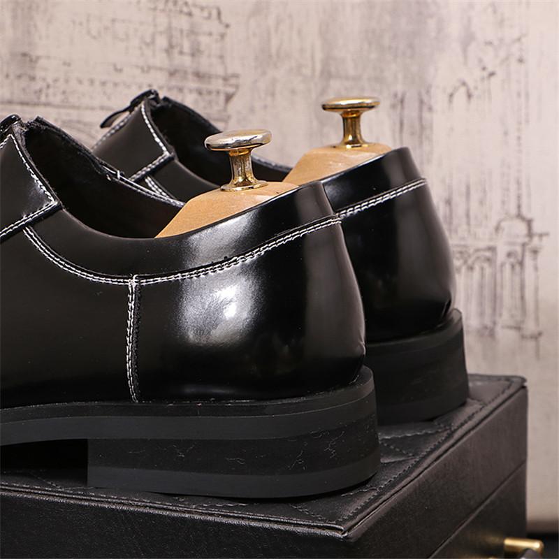 Fashion Fashoin New Arrival  Men Pointed Black Slip On Casual Leather Shoes Male Novelty Loafers Wedding Dress Formal Flats Footwear