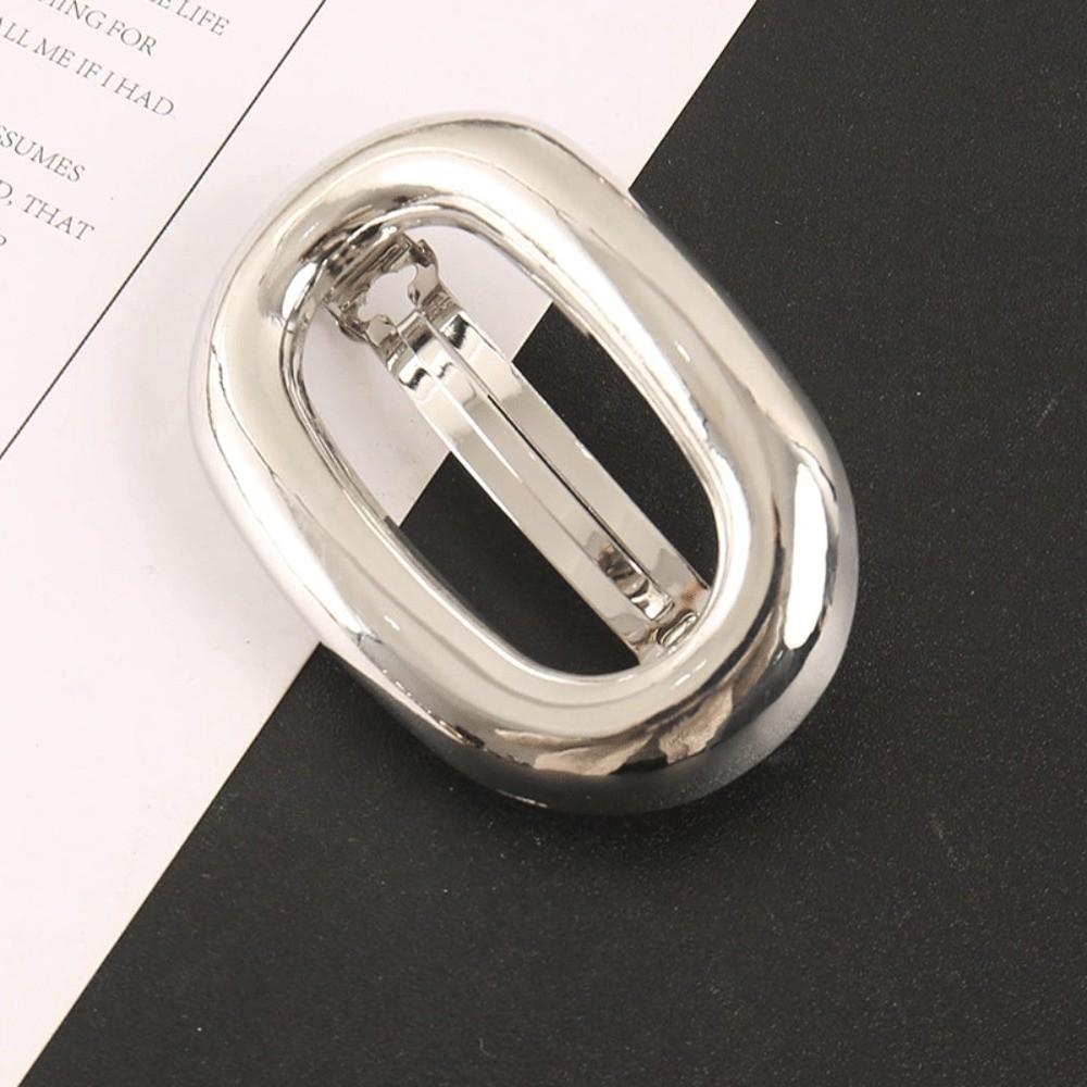 Gold Spring Hair Clip Elliptical Hollowed Out Ponytail Hairpins New Barrettes  Headwear