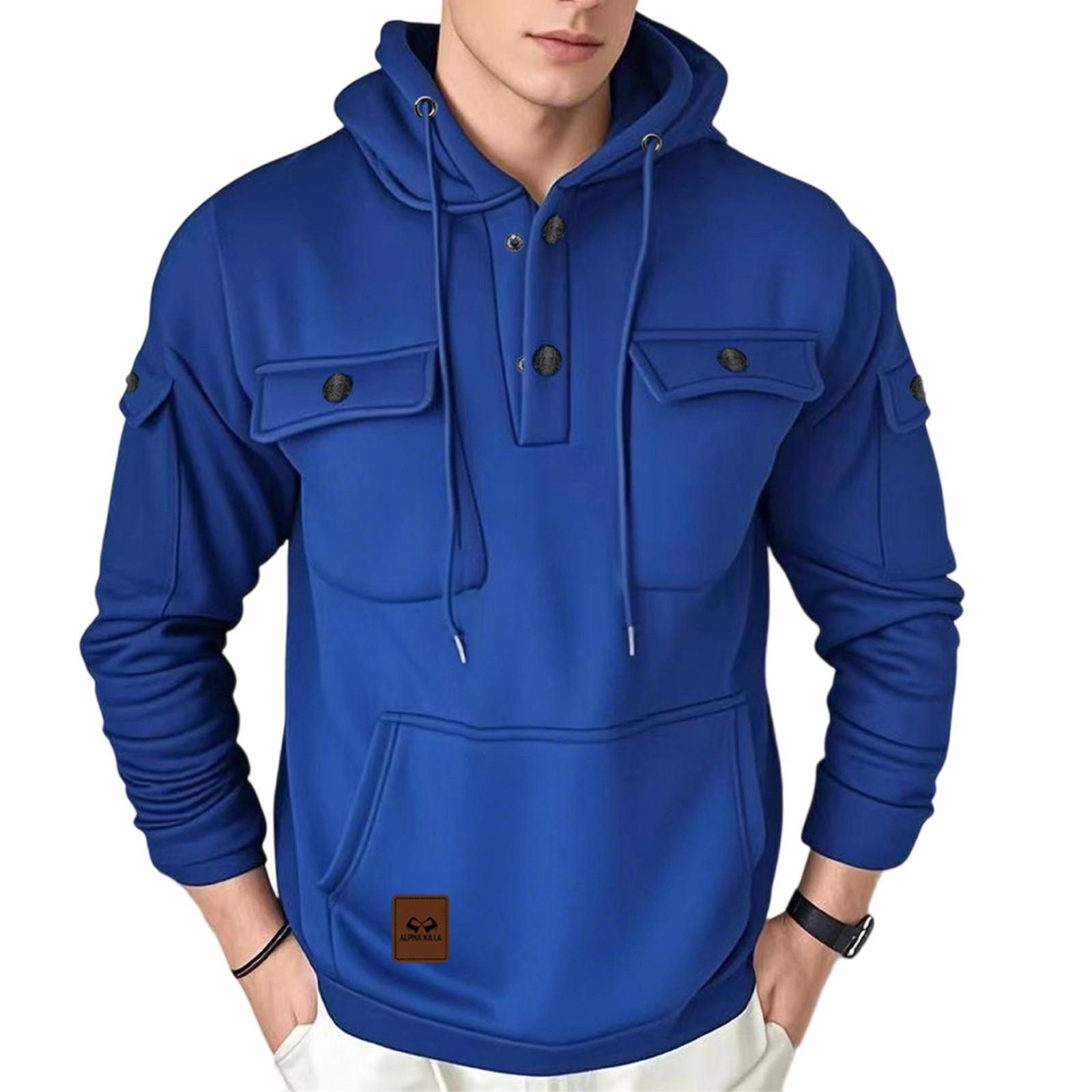 

Спортивный костюм с капюшоном, унисекс, одежда для бега, пуловер с длинными рукавами, толстовка с капюшоном L синий