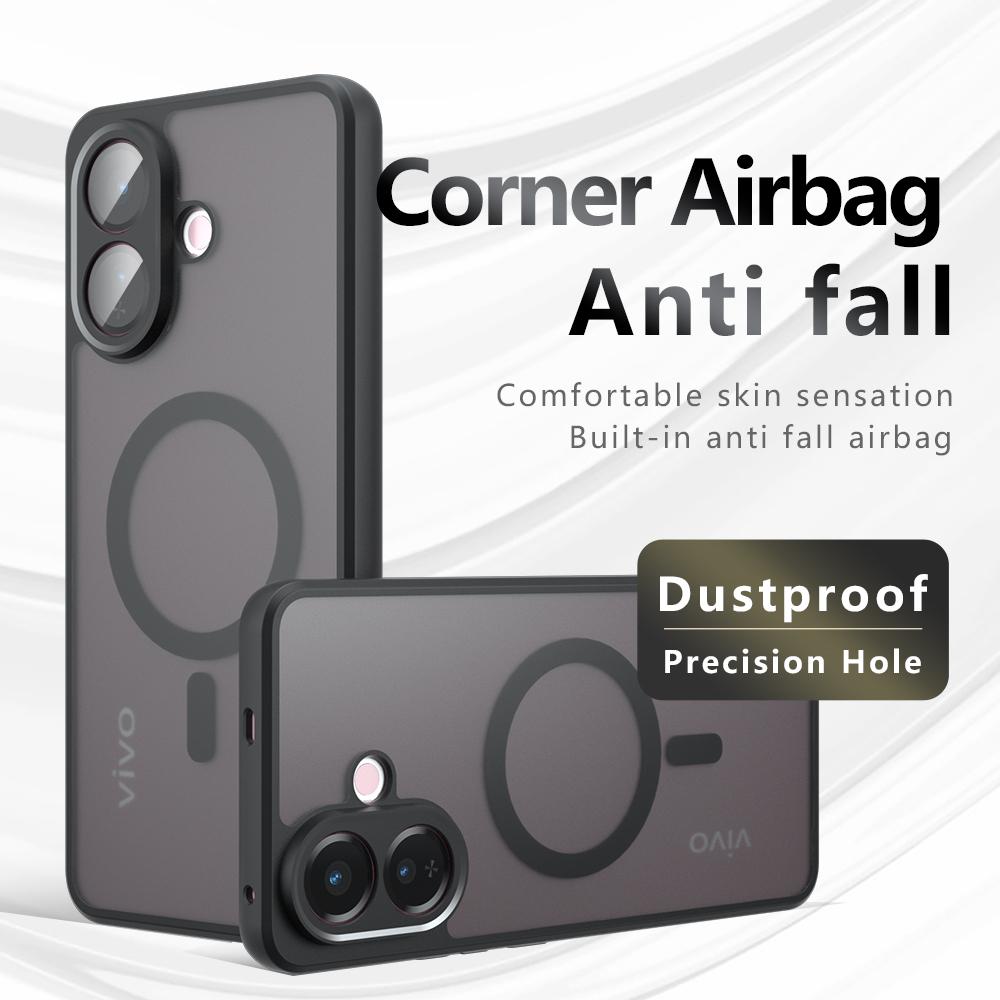 Case For VIVO V60 Lite 4G V50 5G Magnetic Wireless Charging TPU Frame Hard Plastic Translucent Matte Shockproof Phone Back Cover