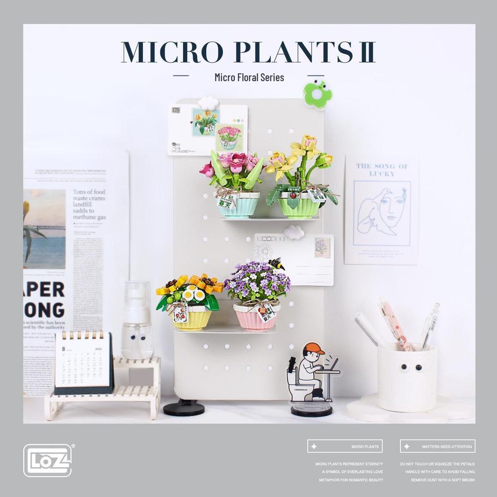 Loz Building Blocks: Succulent Potted Plants & Flower Bouquet - Creative Artificial Flowers for Trendy Play and Christmas Gifts