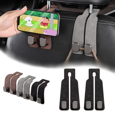 Car Headrest Hook, Fall Prevention, Car Seat Double Hook, Carefully Selected Leather Metal, Car