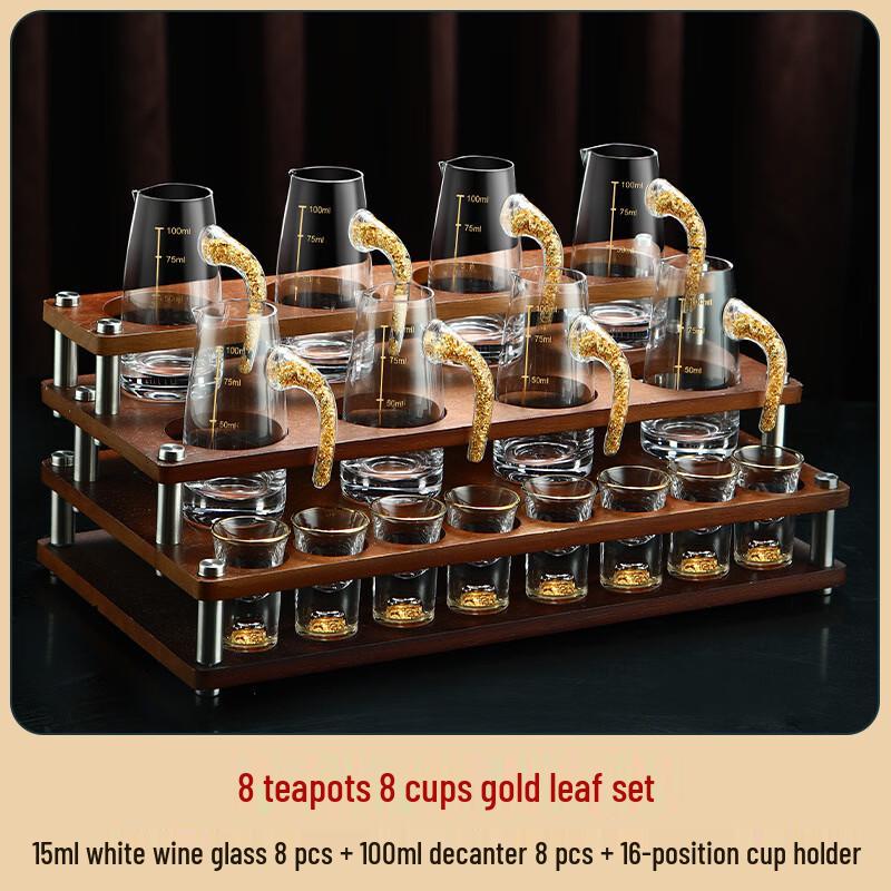 Handun Crystal Glass Baijiu Set with Wood Rack
