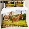 Donkey Duvet Cover Set Cartoon Donkey With HEE Haw Text Funny Domestic Animal Portrait King Size Twin Bedding Set For Kids Teens
