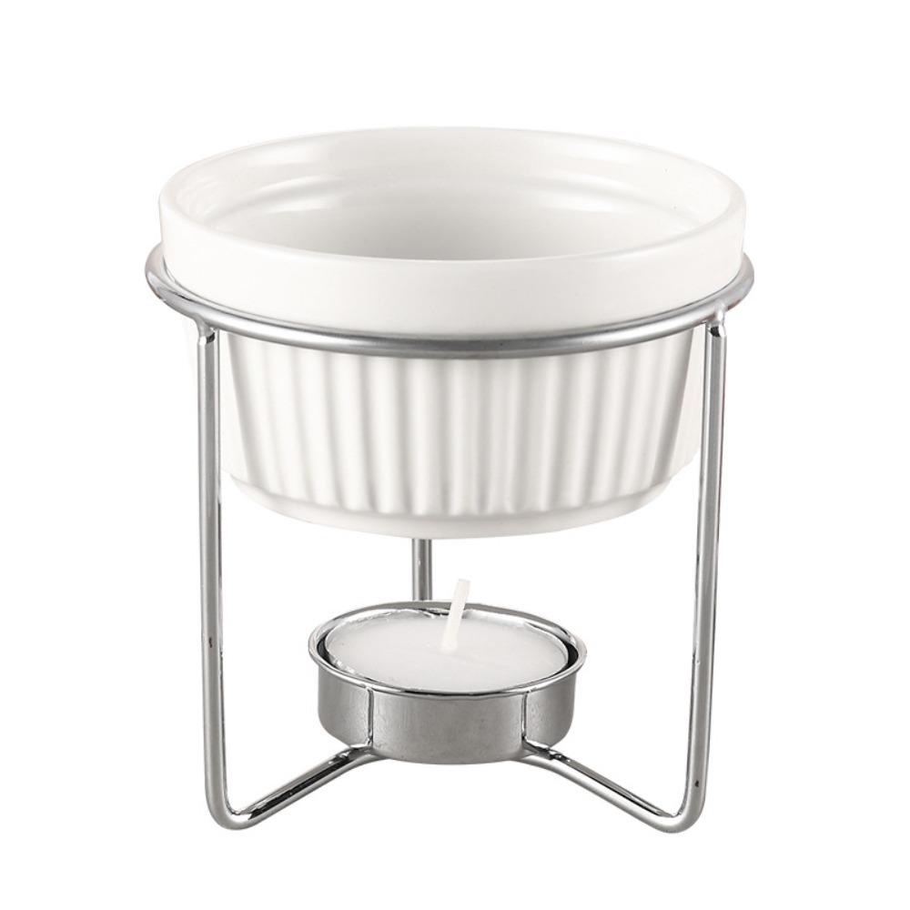 Supporto Metallico Stabile Scalda Burro Pentolino per Fonduta Pentolino Riscaldatore per Cioccolato in Ceramica Pentolino per Sciogliere il Formaggio Dessert