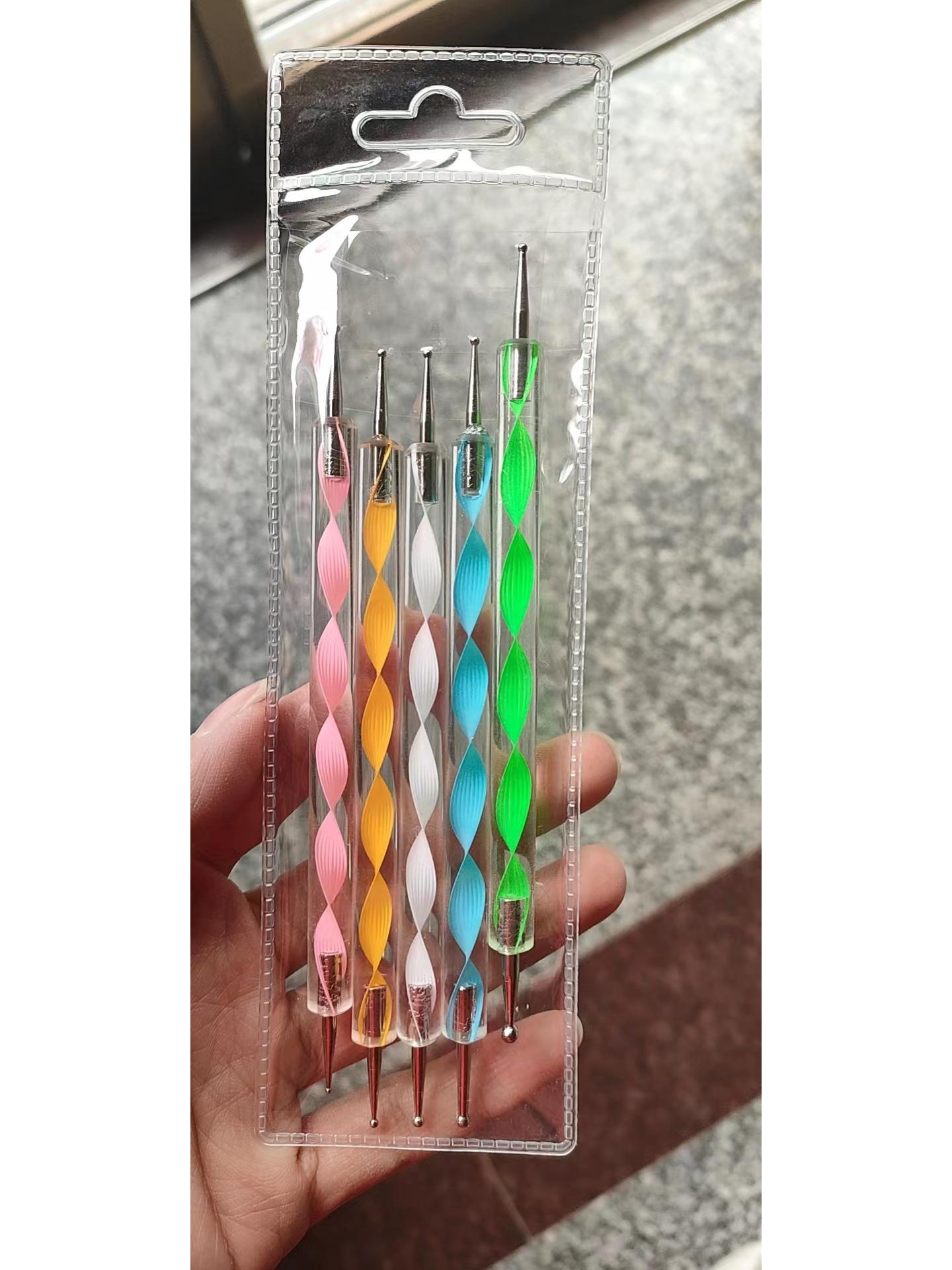 

Double-Headed Nail Art Dotting Pen Set - 5-Piece Spiral Dotting Needle Customization