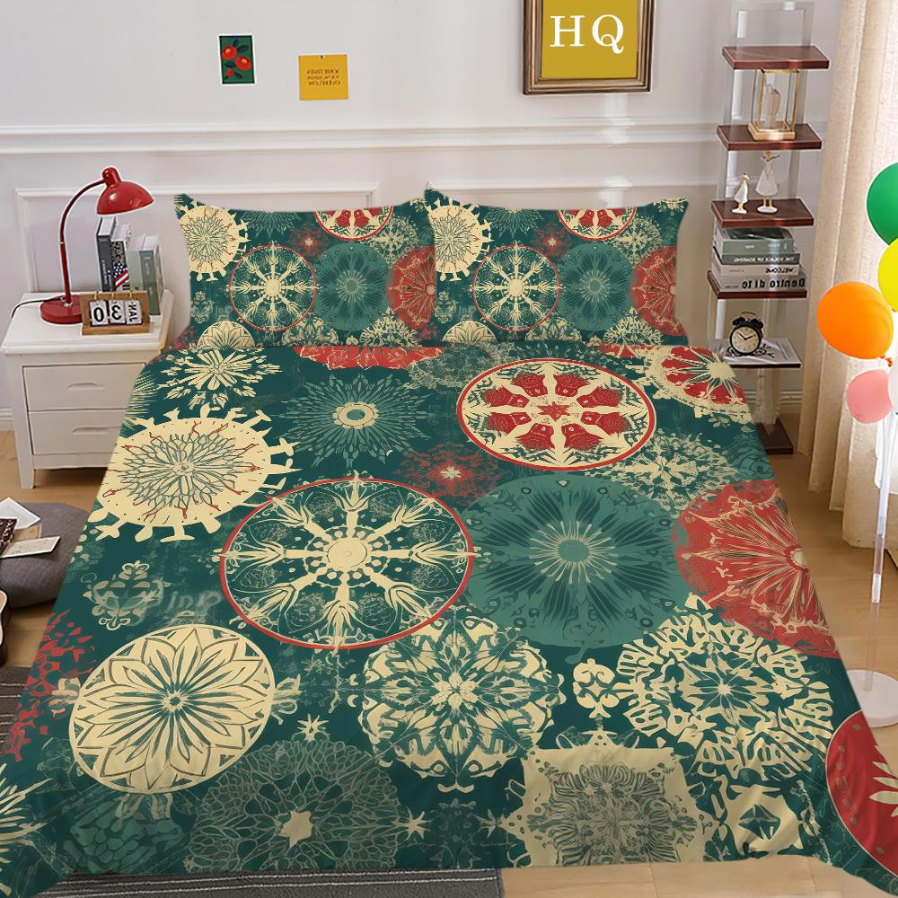 Microfiber Fabric Christmas Bedding Set Luxury HD Quilt Cover Pillowcase 2 or 3 AU/EU/DE/US Full Size Quick Drying Easy Cleaning Home Decoration