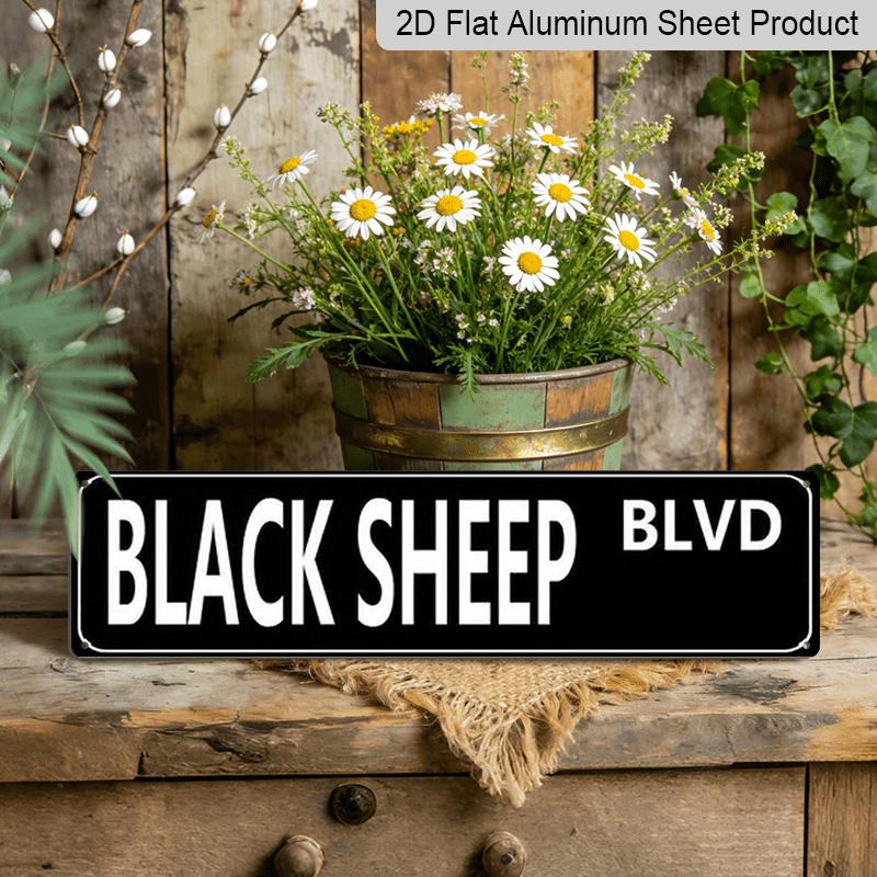 

2D Flat 1pc, 15.7×3.94inch Black Sheep Blvd Street Sign, Aluminum Decorative Sign, Vintage Metal Wall Art Suitable for Home, Bar, Cafe, Porch 40cm x 10cm