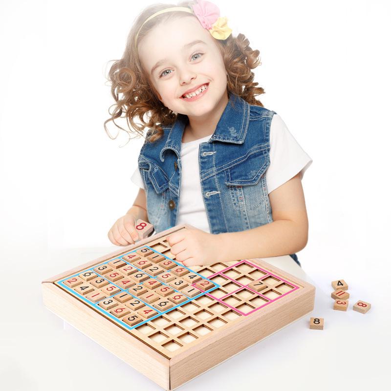 Wooden Sudoku Game: Nine-Grid Logic Puzzle for Children