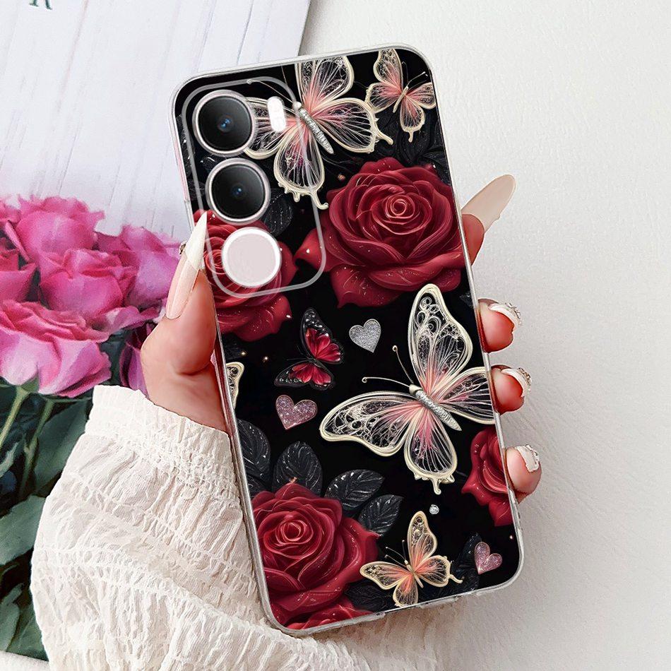 For Vivo Y19S V2419 Elegant Floral Butterfly Painting Phone Case For Vivo Y19s Y 19S 4G Soft Silicone TPU Cases