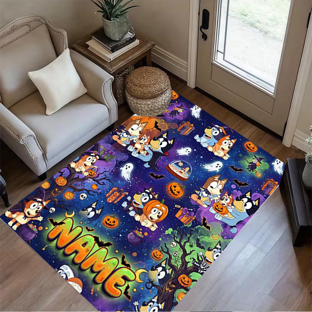 Halloween Friends Trick-or-treat Personalized Text Carpet Suitable for Study Room Foyer Playrooms Entryway Anti-slip Rug Anime Office Decor