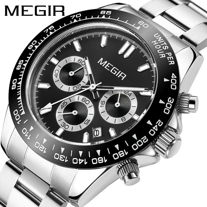 Men'S Watch, Multifunctional Waterproof Chronograph Business Steel Watch Versatile Sports Watch 8104