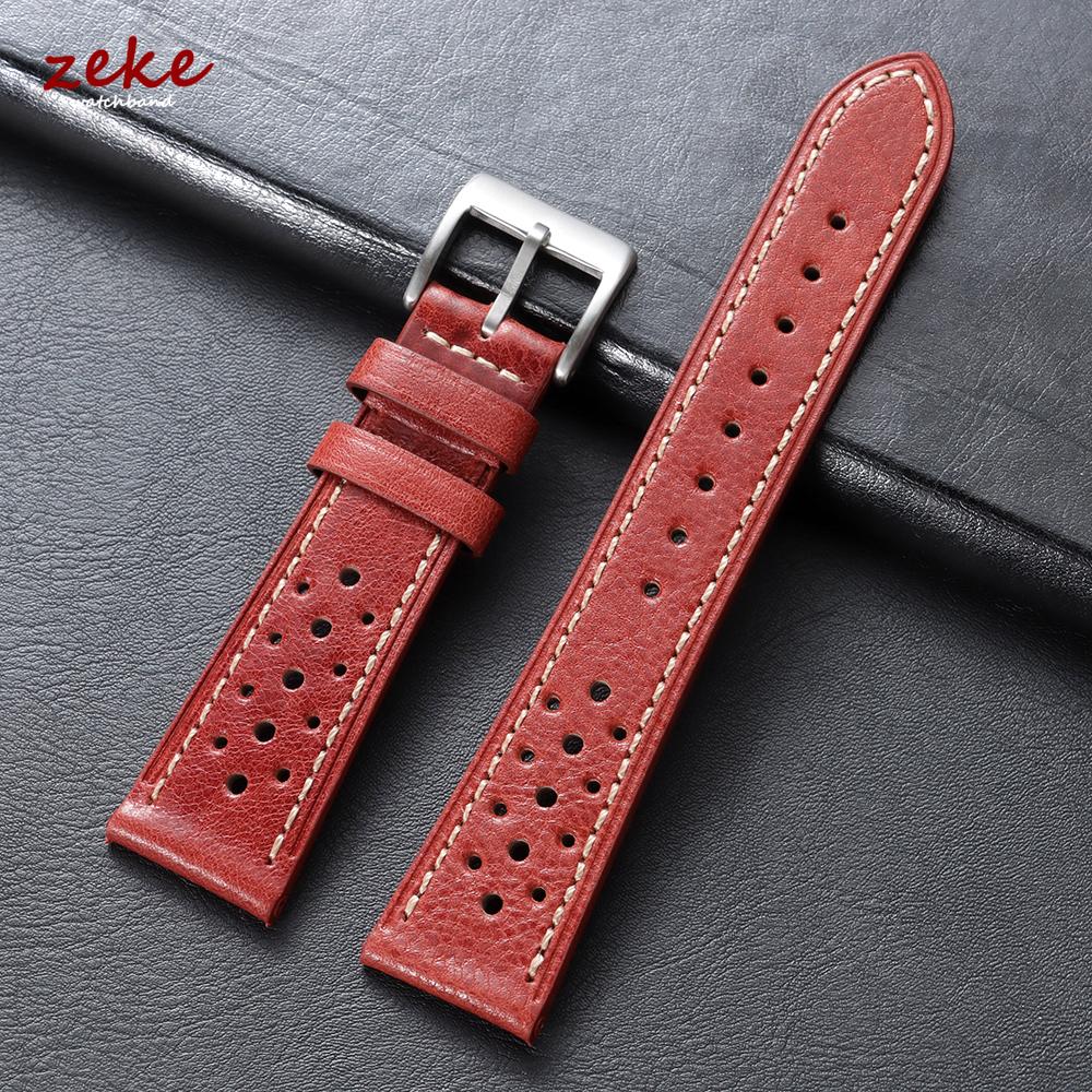 20mm 22mm 24mm Vintage Top-Grain Cowhide Strap for Men Women Universal Genuine Leather WatchBand Brown Breathable Sport Bracelet