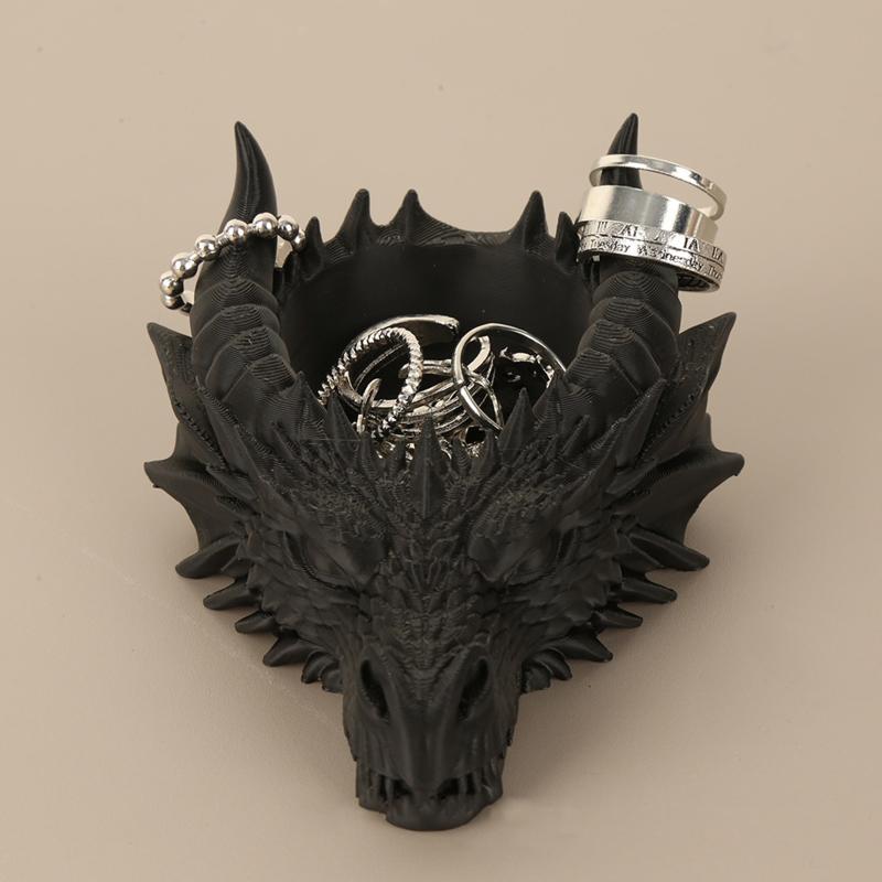 Gothic Dark Style Dragon Head Shaped Desktop Jewelry Storage Tray For Personalized Dark-Style Home Desktop