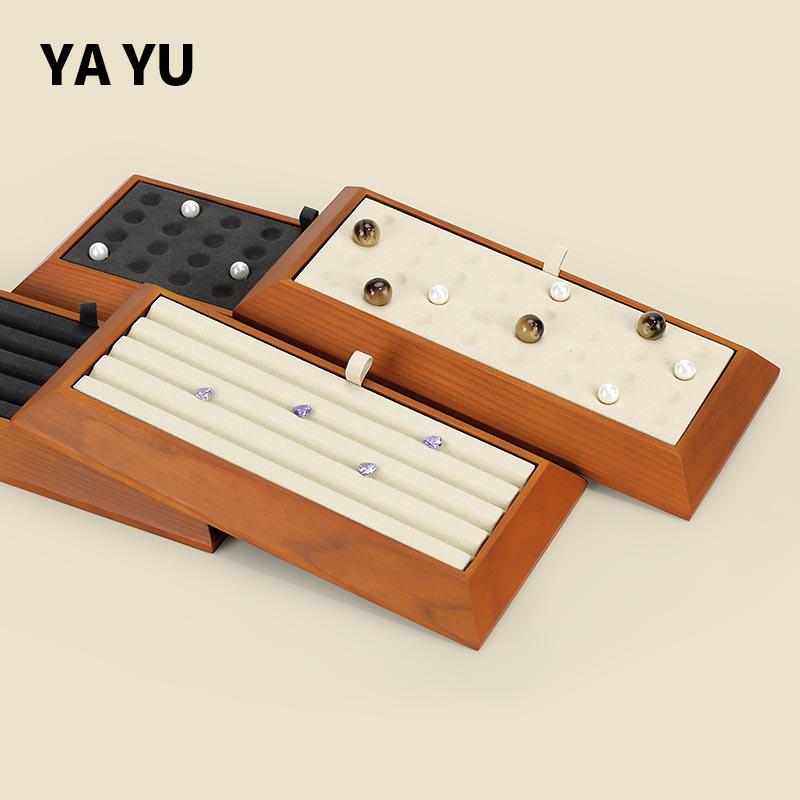 Ya Yu Holz Edelstein Präsentations- und Aufbewahrungstablett für Schmuck und Perlen