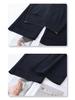 Women's Wide-Leg Navy Blue High-Waist Cropped Pants - Spring/Summer 2025 Casual Collection