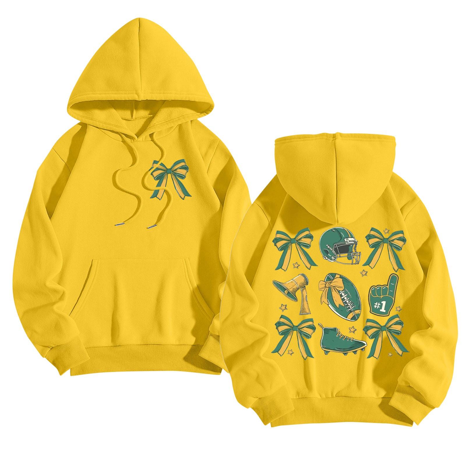 

Світшоти для дівчаток-підлітків, з довгим рукавом і літерним принтом, повсякденні толстовки з графічним малюнком, пуловер із зав’язками, милий великий худі XL жовтий