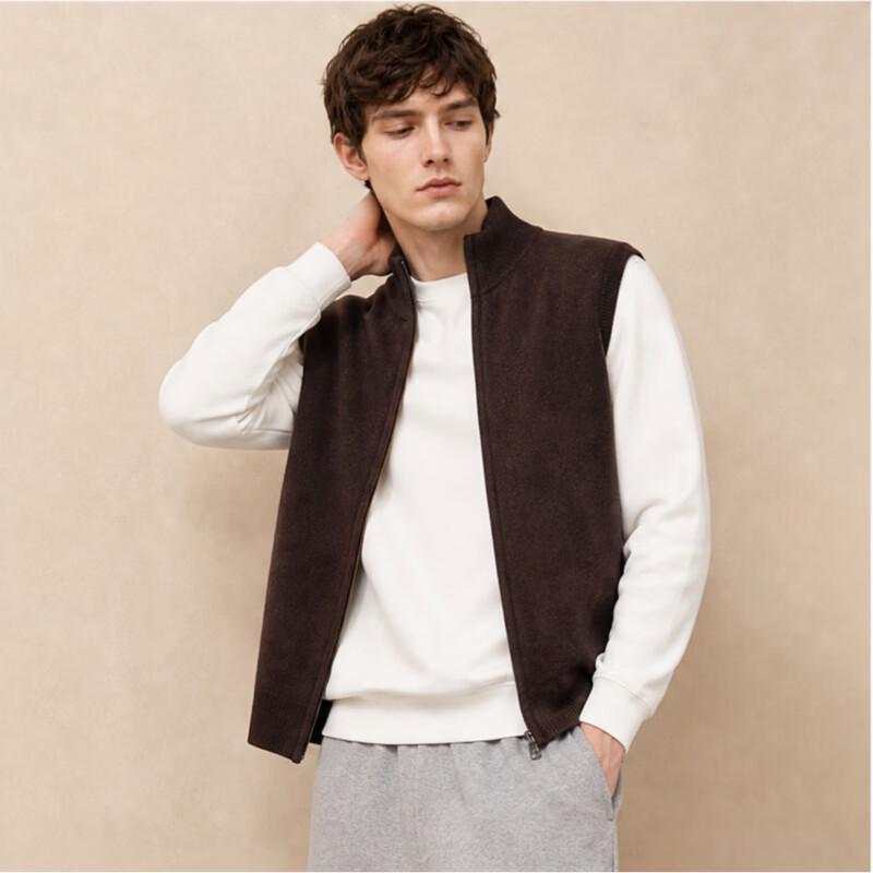JOW Men's Premium Wool-Cashmere Blend Stand-Collar Sleeveless Vest