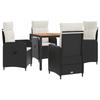 Outdoor Table Set 5 Pieces Black and Cream White