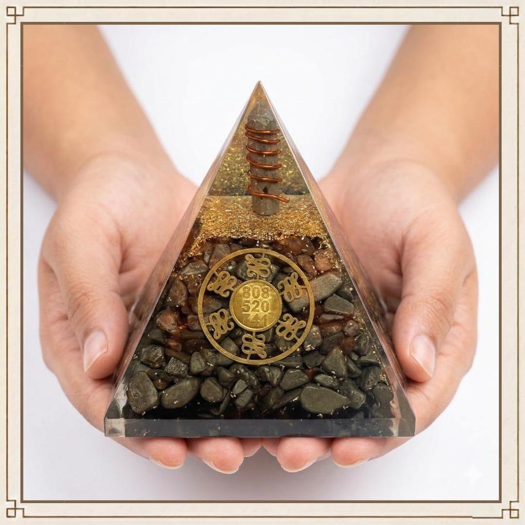 Piramide Nubiana di Pirite per Ricchezza, Prosperità e Successo | Piramide di Pietra Magnete Dorato per Denaro Energizzata per Vastu, Feng Shui e Abbondanza