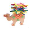 Image Cute and Colorful Balance Beam Color Stick Game Early Education Puzzle Wooden Toy Elephant Model