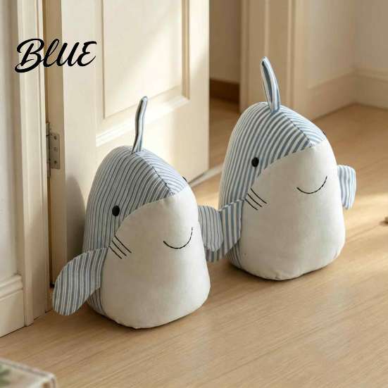 Decorative Nursery Stopper Plush Shark Door Stopper  Non-slip Weighted Interior Stop  Anti-collision Home Office Floor Fabric Doorstop