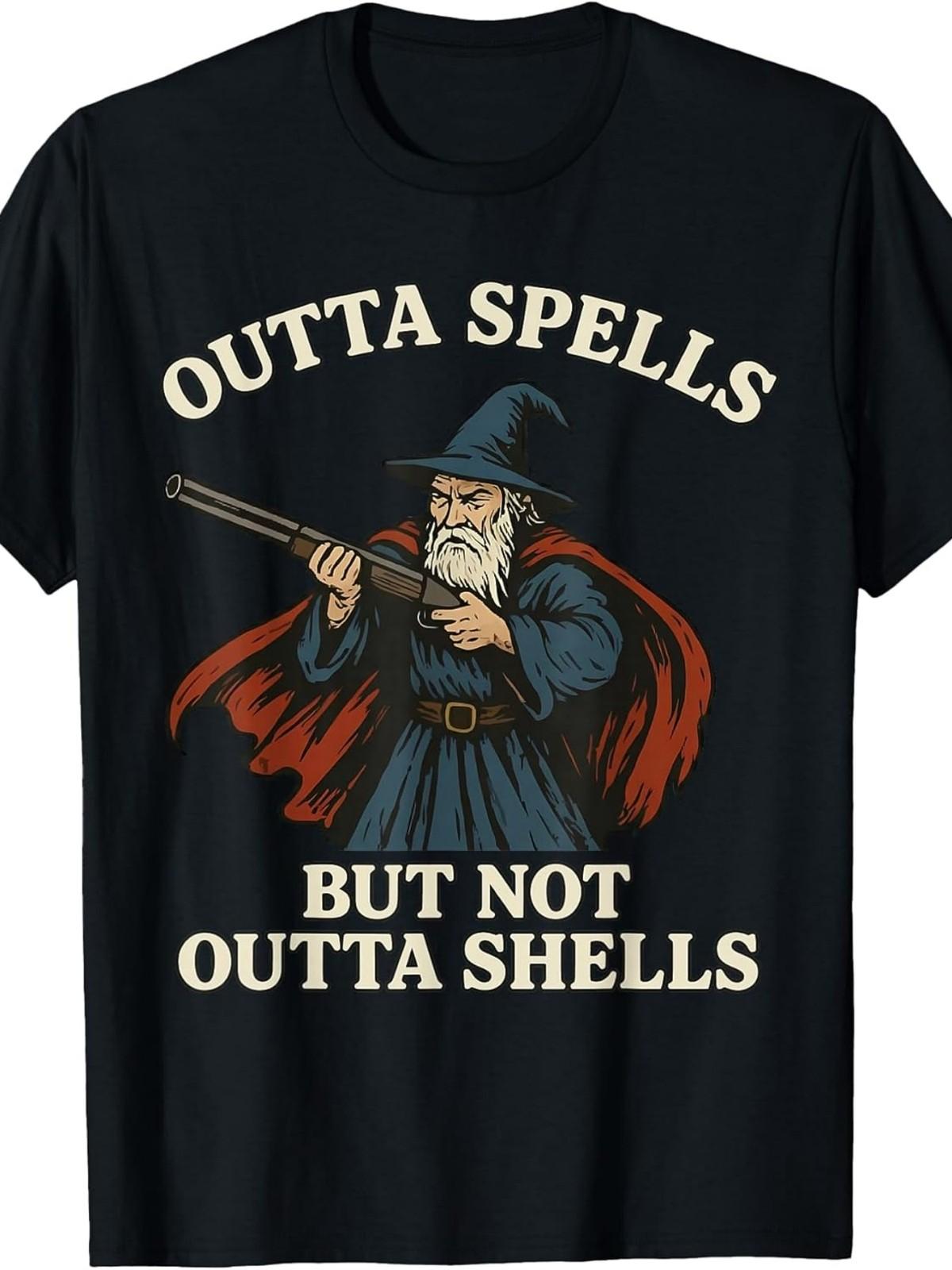 Outta Spells But Not Outta Shells Wizard Fantasy Meme T-Shirt Fashion Boutiqu S разноцветный