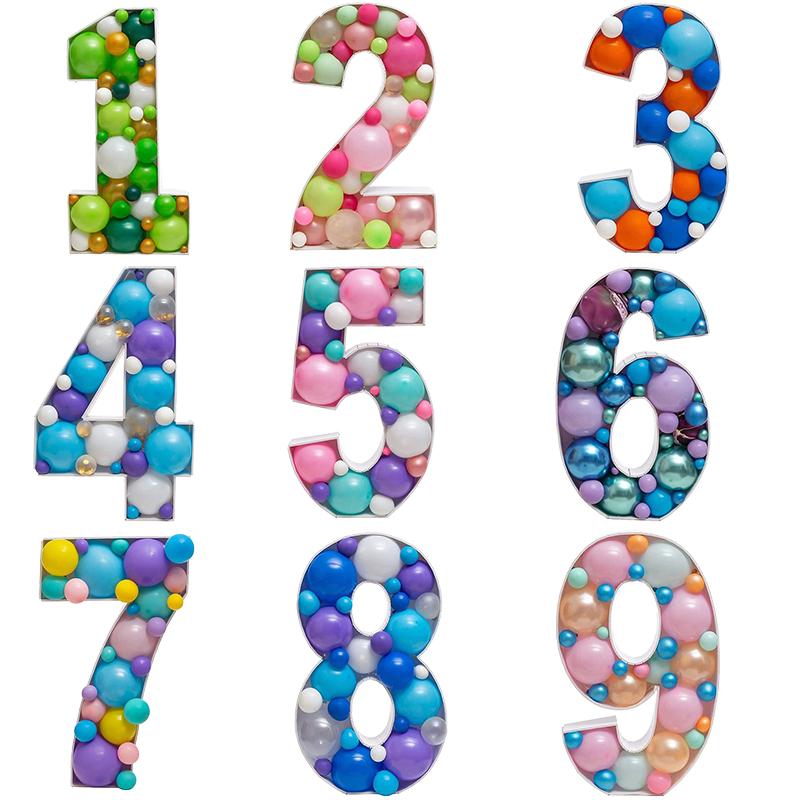 100cm Blank Number Mosaic Balloon Frame DIY 0-9 Filling Box Large Number Foam Board for Birthday Anniversary Party Decoration