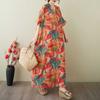 Women's Vintage Long Dress with Cotton and Linen Patterns