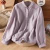Damen Hanf Langarmshirt - Hohe Qualität, Weich, Künstlerisch, Lässig, Hautfreundlich, Atmungsaktives Oberteil