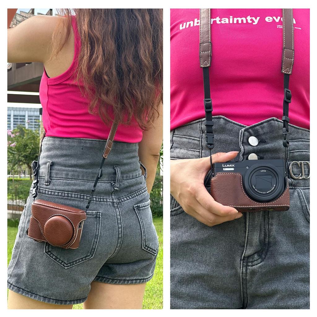 Kinokoo Tz99 Case for Panasonic Lumix Digital PU Leather Protective Camera Bag for Lumix Detachable Flip Case Cover with Adjustable Shoulder Strap