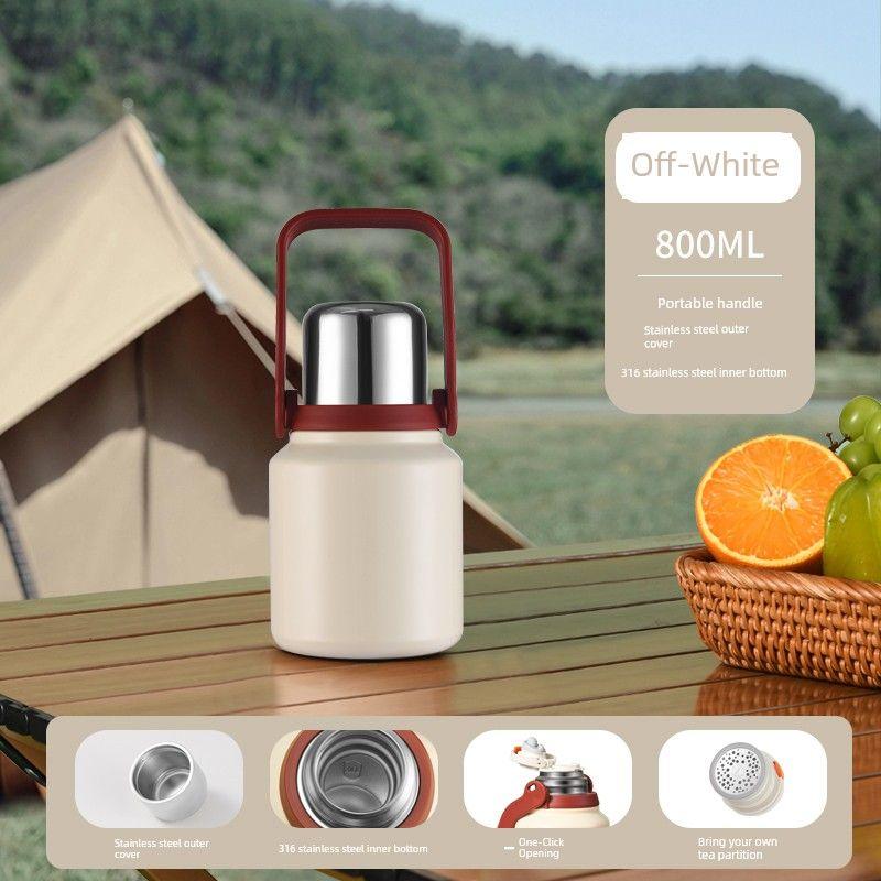 

316L Stainless Steel Outdoor Thermal Water Bottle, Large Capacity, Portable Thermos for Men and Women, 2026 New Model Off-White 800ml
