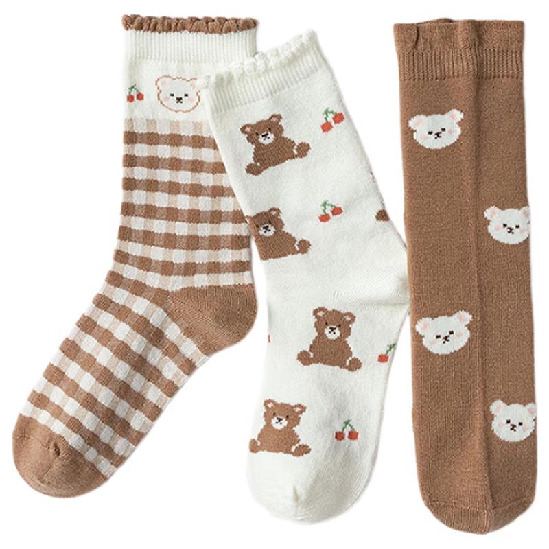 Balabala Girls  Wool Blend Jacquard Socks 3-Pack 120