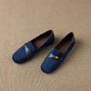 British Style Suede Square Toe Loafers Metal Decor Low Heel Pumps Versatile Retro Office Shoes for Women