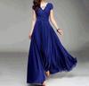 Bohemian V-Neck Short Sleeve Maxi Dress with Gathered Waist