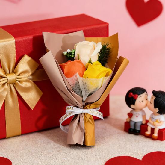 Bukiet ze sztucznych kwiatów dla kobiet Sztuczny bukiet z wiecznych róż na Walentynki Dzień Matki Boże Narodzenie Prezent urodzinowy