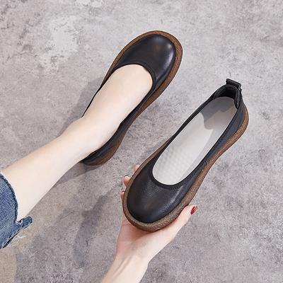Scarpe Piatte Casual da Donna in Vera Pelle Scarpe da Infermiera Bianche Sneakers Vulcanizzate Comode Mocassini da Donna Leggeri Morbidi a Bocca Bassa