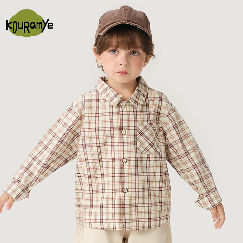 Kuwami Kids' Plaid Long Sleeve Button-Up Shirt