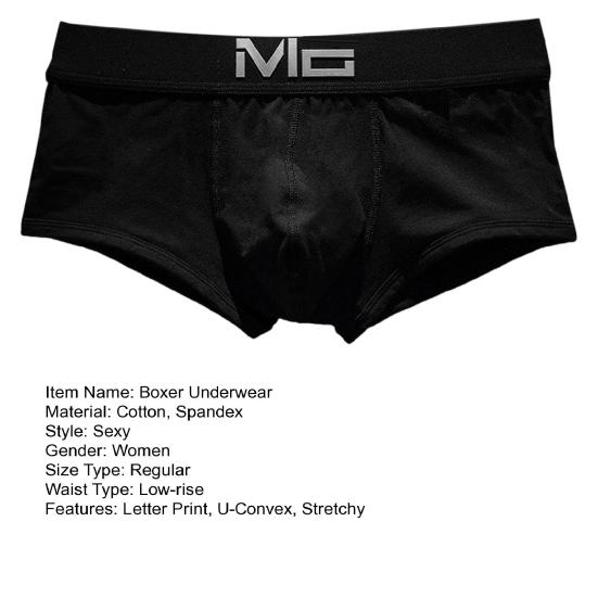 Men Boxer Underwear Low-rise Elastic Waistband Letter Print Shorts Briefs U-convex Breathable Non-Stuffy