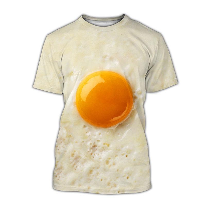 Lustiges Spiegelei Muster T-Shirt für Männer Leckeres Essen 3D Druck T-Shirts Sommer Lässig Rundhals Oberteile Unisex T-Shirts Kurze Ärmel